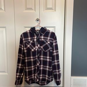Plaid flannel with hood